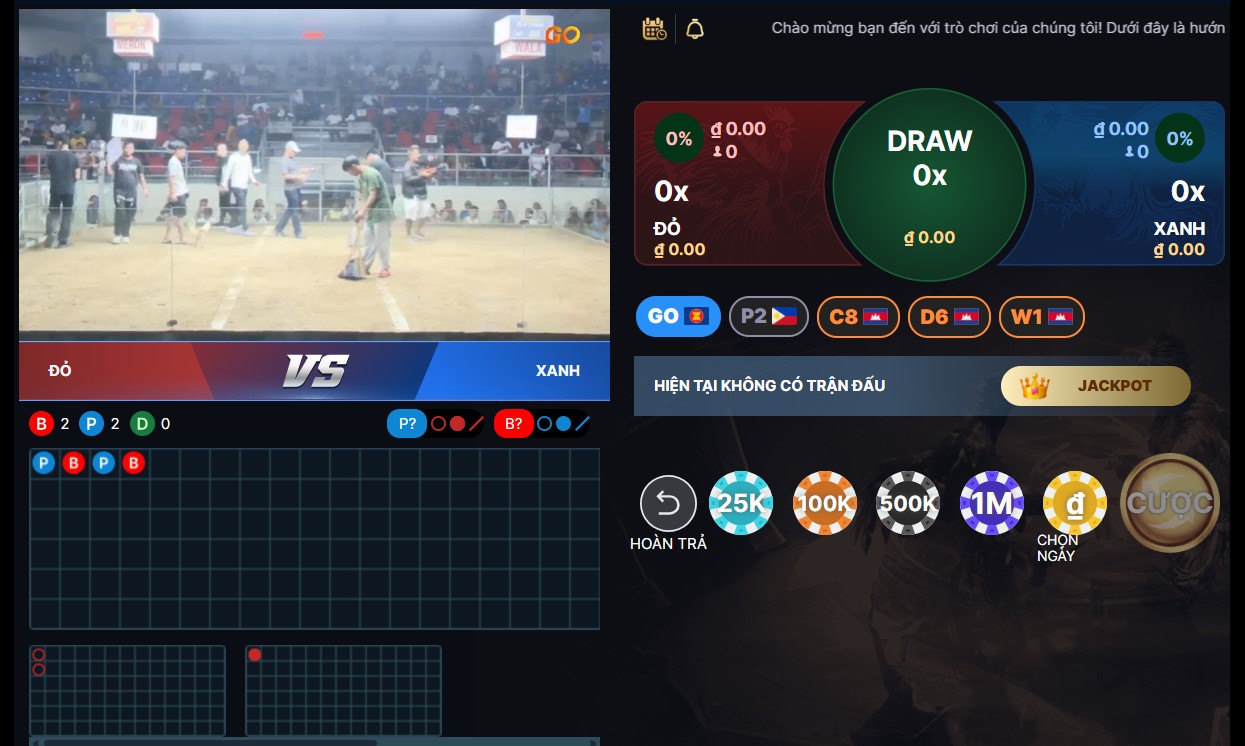 Cách chơi đá gà online từ A-Z cho kê thủ mới bắt đầu 3 Giao diện đặt cược đá gà online