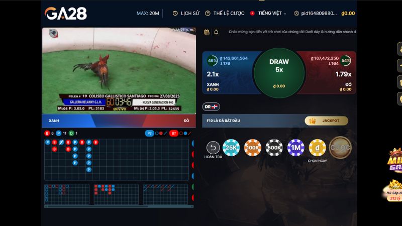 Đá gà GA28 tại Fanvip - Đấu trường đá gà rực lửa, kịch tính 2 Các cửa cược hiển thị tại sảnh đá gà GA28
